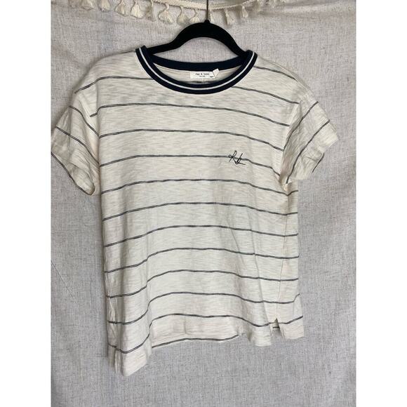 rag & bone Tops - Rag & Bone Cream Black Striped Crewneck Tee Size XS